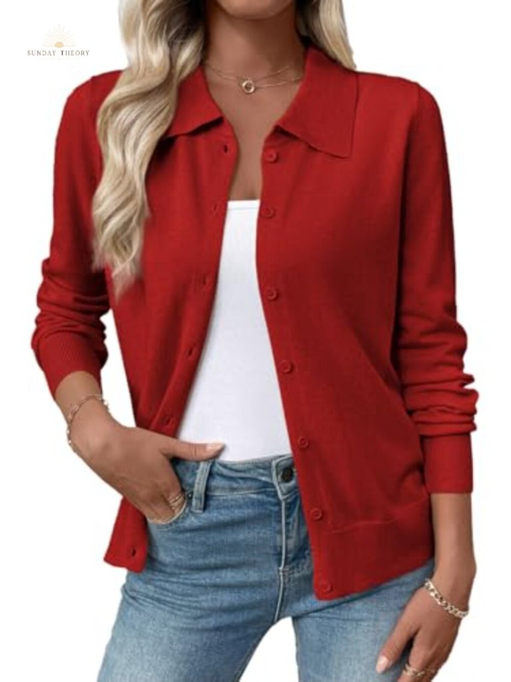 Womens Lightweight Wool Blend Button Down Cardigan Sweater